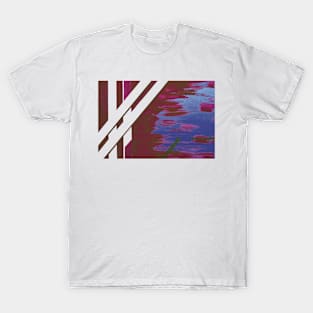 Bamboo grove in Magenta and Flouresent Blue T-Shirt